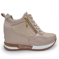 ZAPATILLAS CON TACO INCORPORADO - Código: ZTC117-BEIGE-38