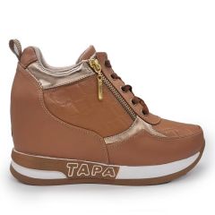 ZAPATILLAS CON TACO INCORPORADO - Código: ZTC117-CAMEL-35